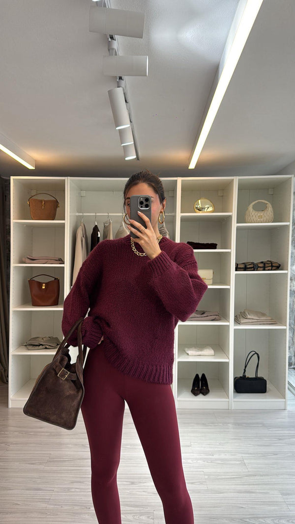 BORDO BİSİKLET YAKA OVERSIZE KAZA