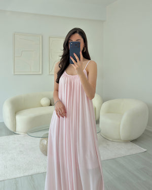 PEMBE PAMUKLU ELBİSE