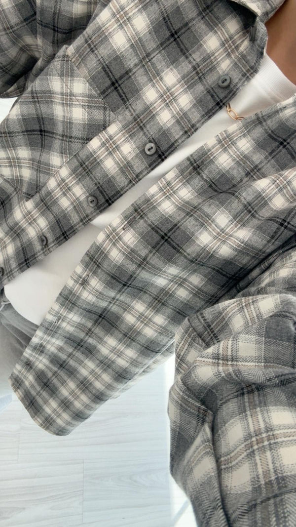 GRİ OVERSIZE EKOSELİ ODUNCU GÖMLEK
