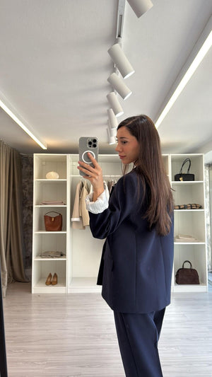 LACİVERT ÇİZGİLİ ASTARLI CEKET