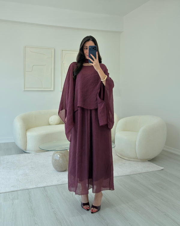 BORDO PELERİN ELBİSE TAKIM