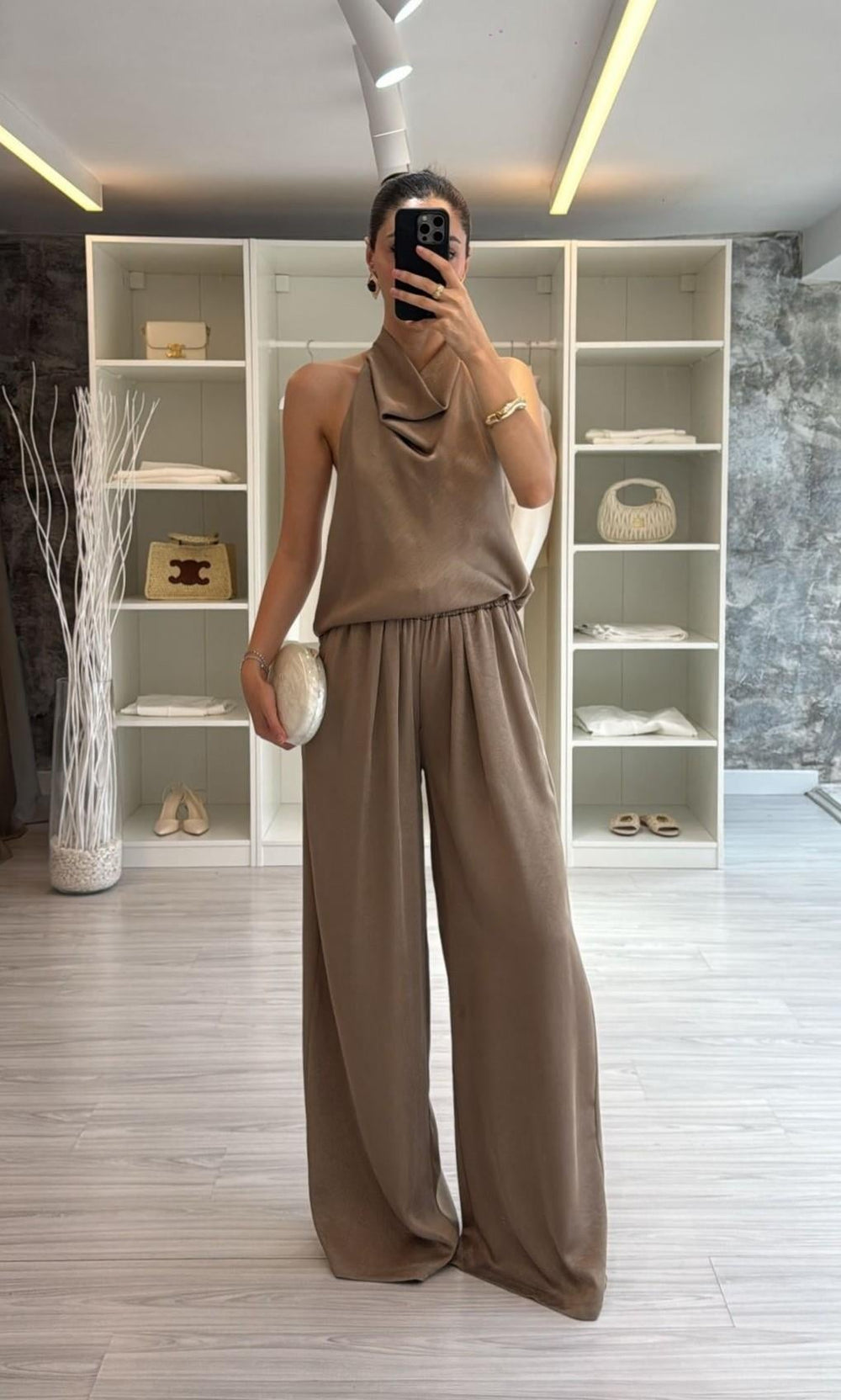 VİZON SATEN BLUZ PANTOLON TAKIM