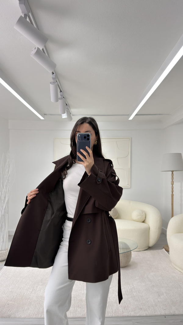 OVERSIZE TRENÇKOT - KAHVE
