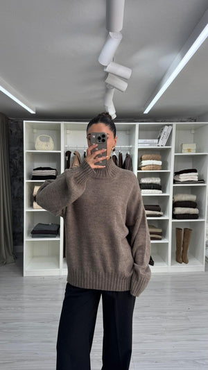 VİZON SOLE YARIM BALIKÇI OVERSIZE KAZAK