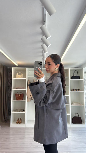 ANTRASİT OVERSIZE TRENÇKOT