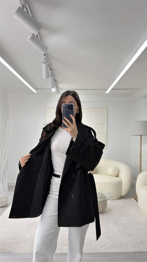 SİYAH OVERSIZE TRENÇKOT