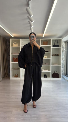 SİYAH PREMIUM SATEN ŞALVAR PANTOLON