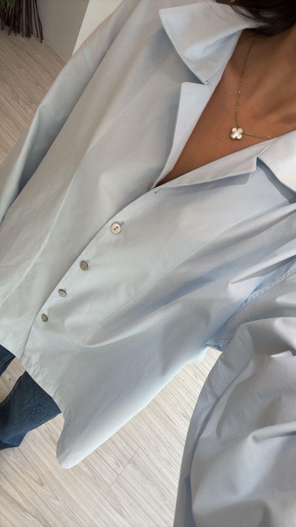 MAVİ OVERSIZE POPLİN GÖMLEK