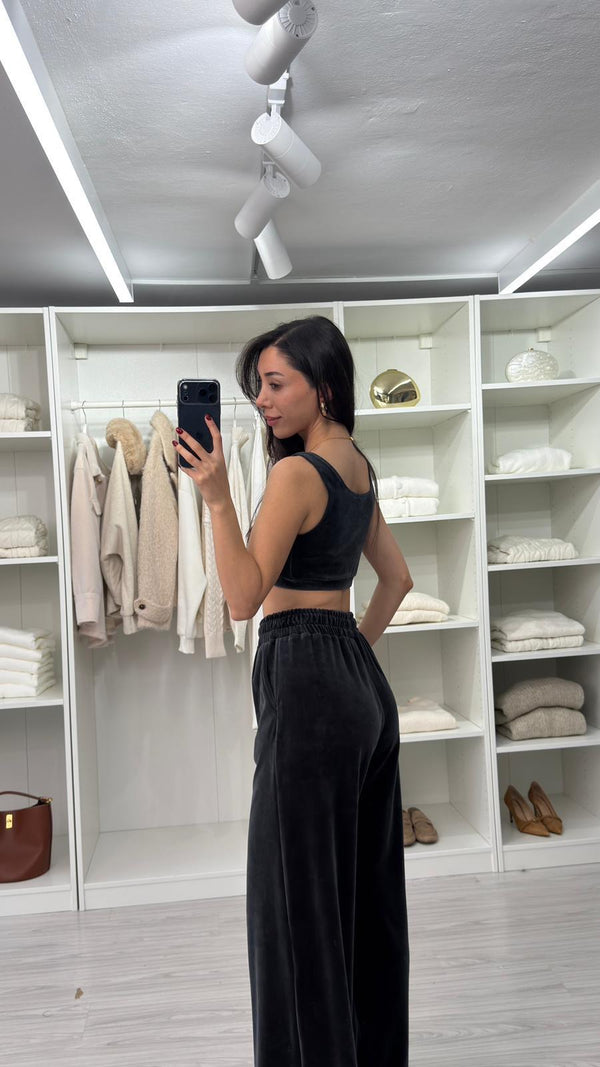 FÜME ELORİA 3'LÜ KADİFE TAKIM
