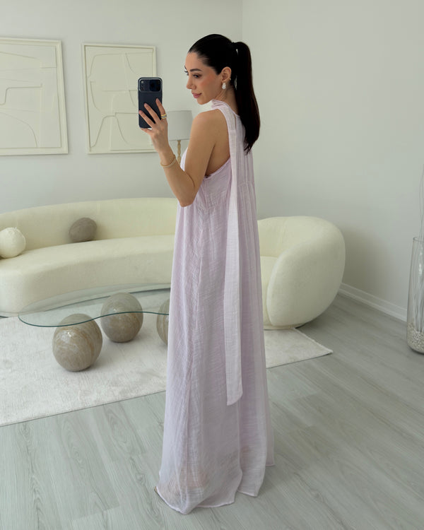 PEMBE ŞALLI ASKILI ELBİSE
