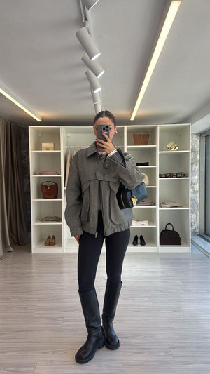 SİYAH OVERSIZE KIRÇILLI BOMBER CEKET