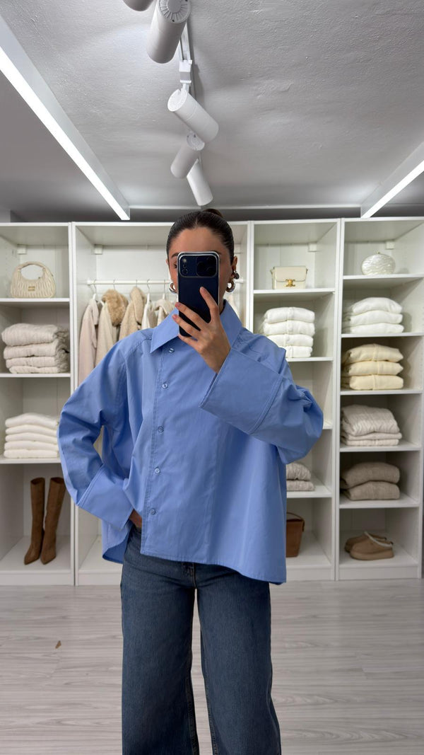 MAVİ REGLAN POPLİN GÖMLEK