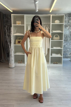 SARI POPLİN ELBİSE