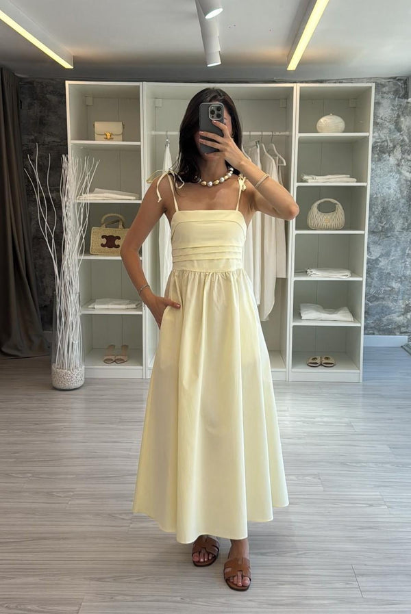 SARI POPLİN ELBİSE