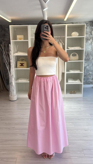 PEMBE POPLİN MAXİ ETEK