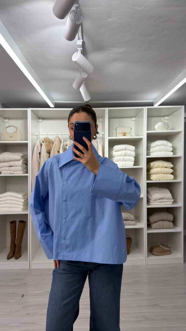 MAVİ REGLAN POPLİN GÖMLEK