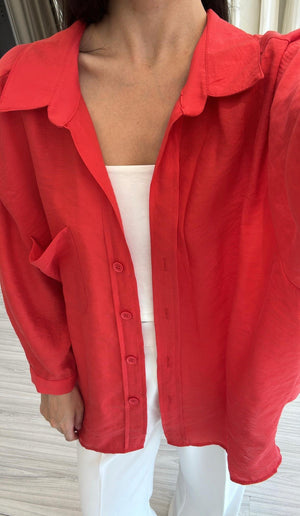 NAR ÇİÇEĞİ OVERSIZE TENSEL GÖMLEK