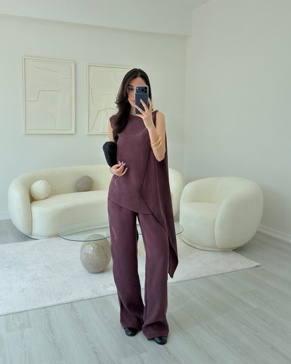 MÜRDÜM BONCUK DETAYLI BLUZ TAKIM