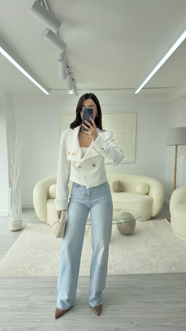 MAVİ TAŞLI WİDE LEG JEAN