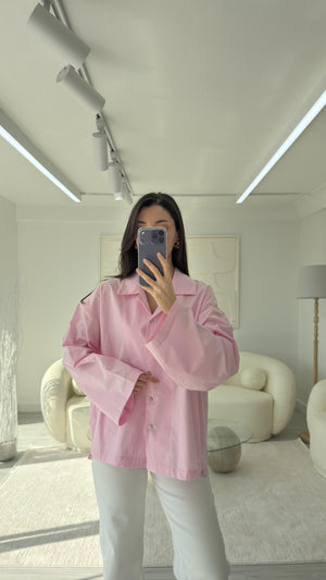 PEMBE OVERSİZE POPLİN GÖMLEK