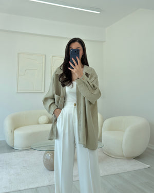 OLİVE OVERSIZE TENSEL GÖMLEK
