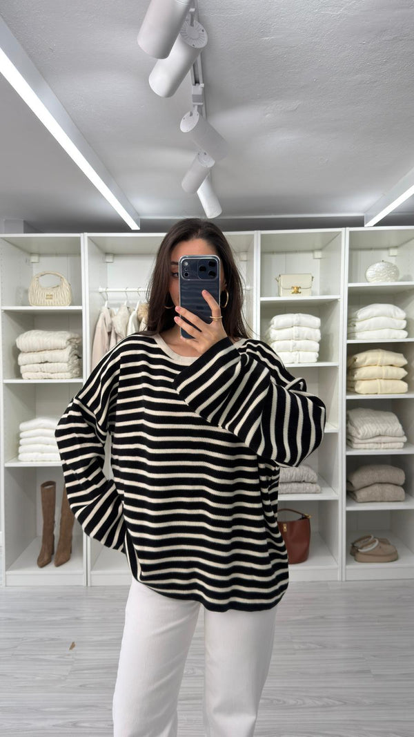 OVERSIZE ÇİZGİLİ TRİKO