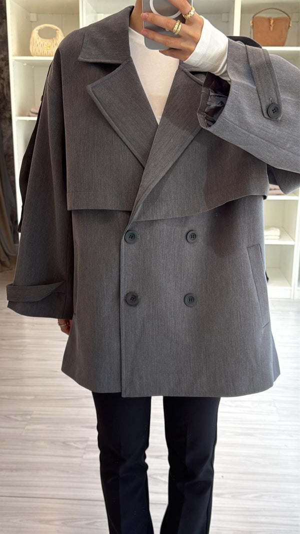 ANTRASİT OVERSIZE TRENÇKOT