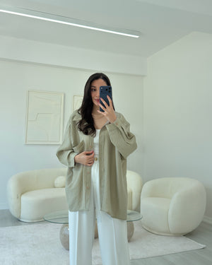 OLİVE OVERSIZE TENSEL GÖMLEK