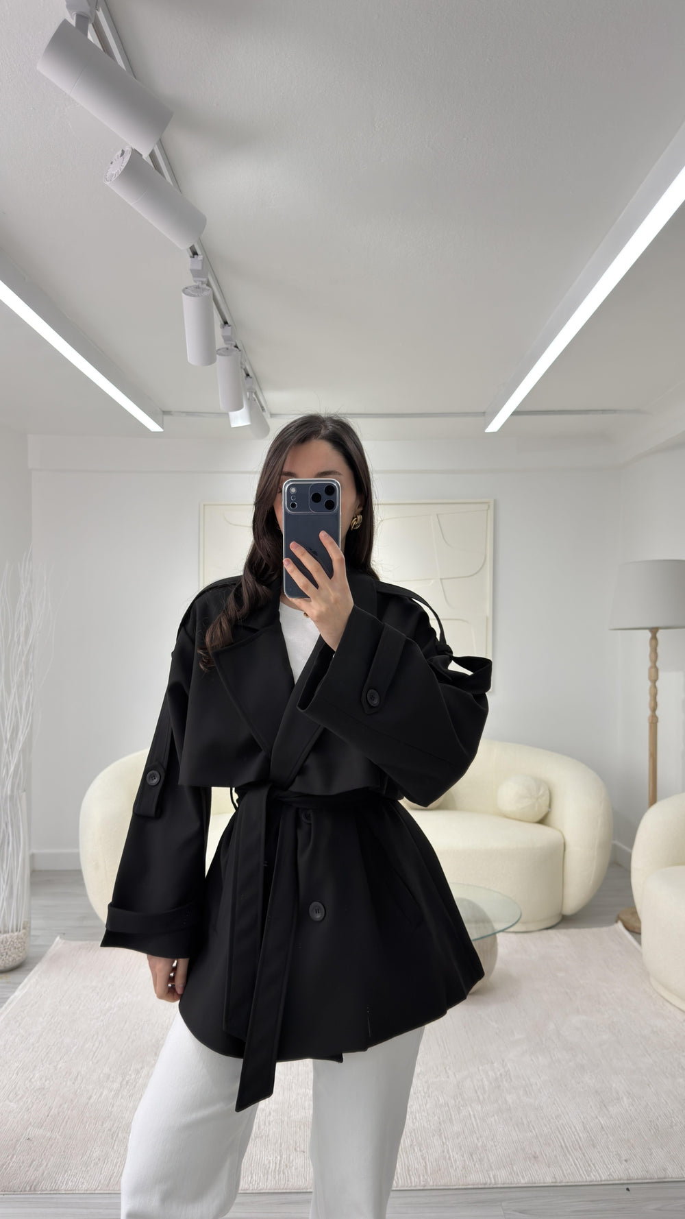 SİYAH OVERSIZE TRENÇKOT