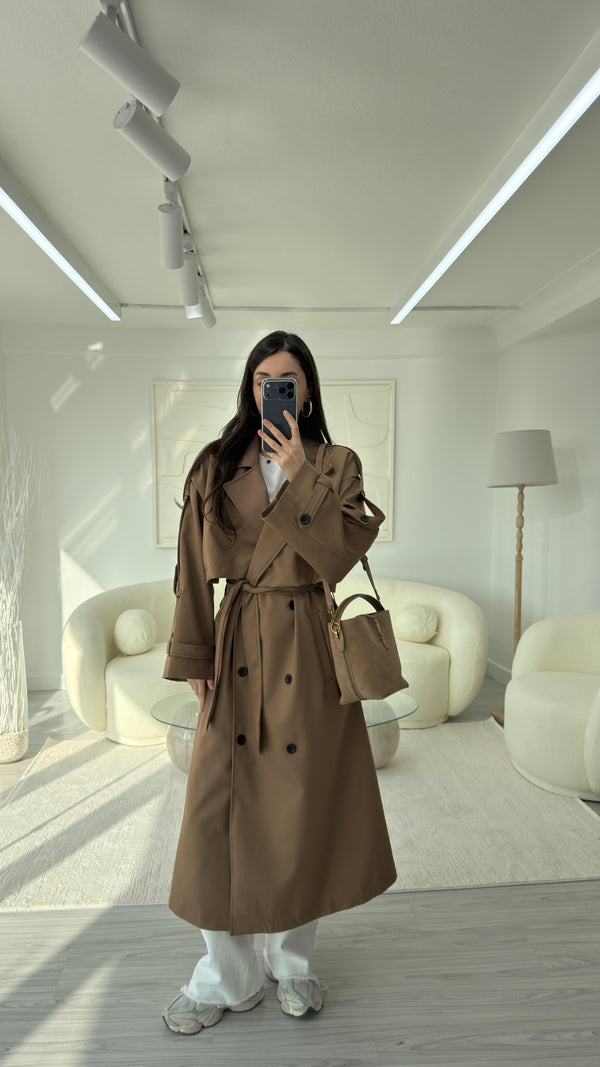 MOCHA OVERSIZE UZUN TRENÇKOT