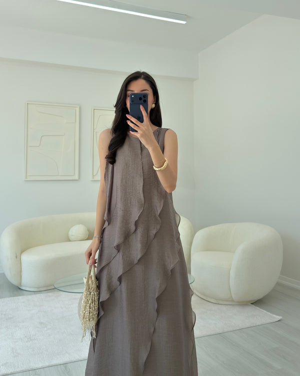BRONZ FIRFIRLI MAXİ ELBİSE