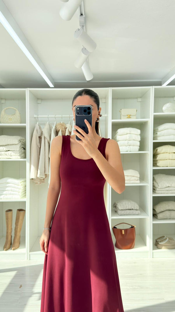 BORDO MODAL ELBİSE TAKIM