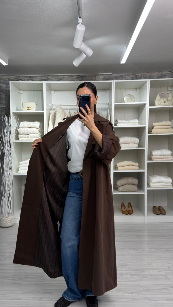 KAHVERENGİ VOGUE OVERSİZE TRENÇKOT