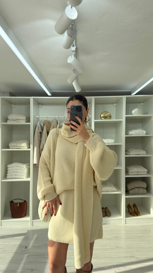 EKRU ROSEE ATKILI TRİKO ETEK TAKIM
