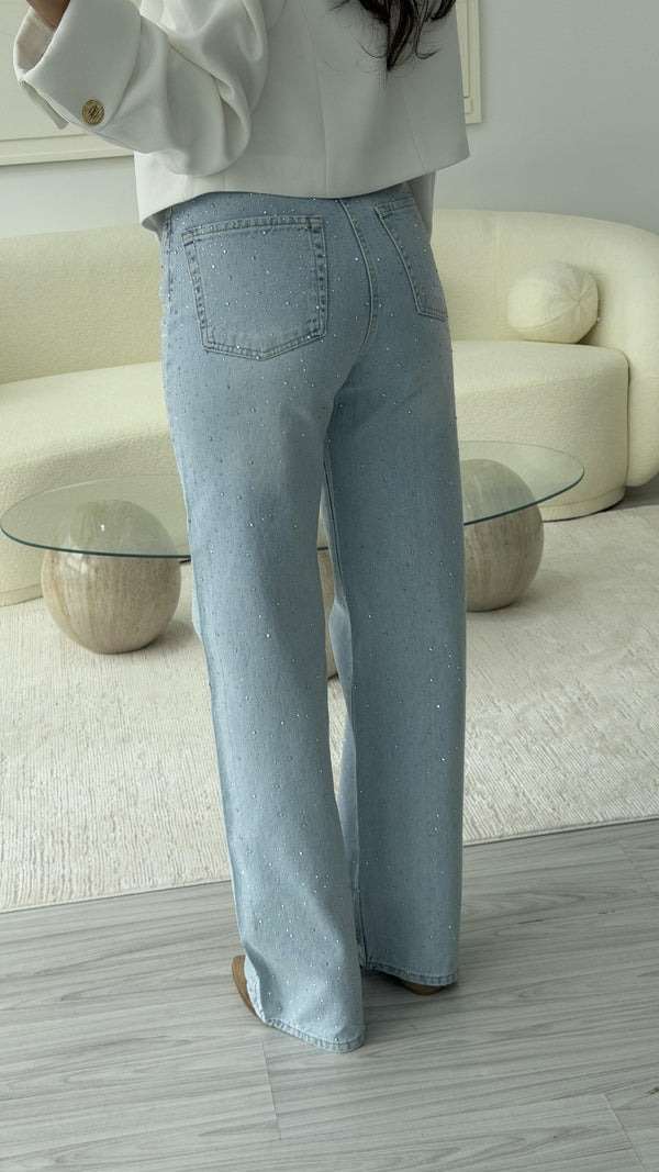 MAVİ TAŞLI WİDE LEG JEAN