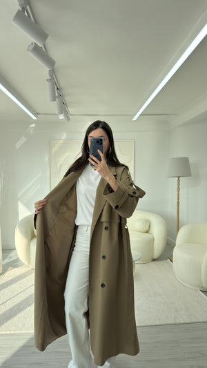 KARAMEL OVERSIZE UZUN TRENÇKOT