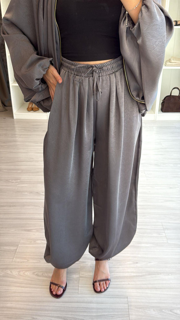 ANTRASİT PREMIUM SATEN ŞALVAR PANTOLON