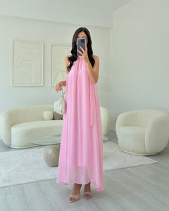 PEMBE YAKA DANTELLİ ELBİSE