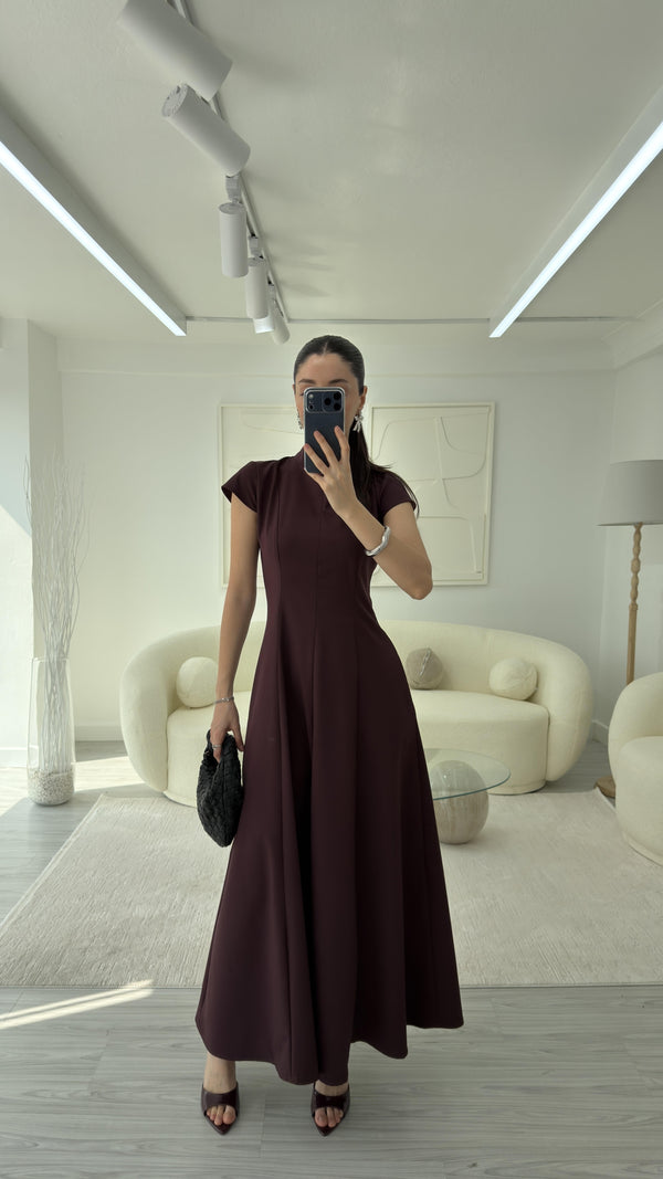 BORDO AY KOLLU KUPLU ELBISE