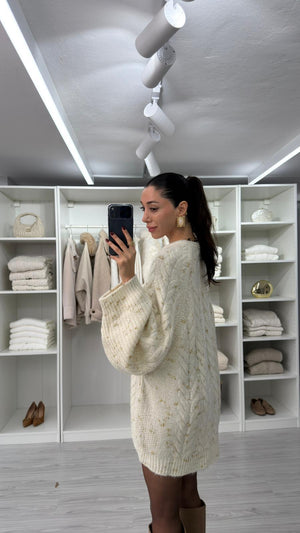 EKRU OVERSIZE SİMLİ KAZAK