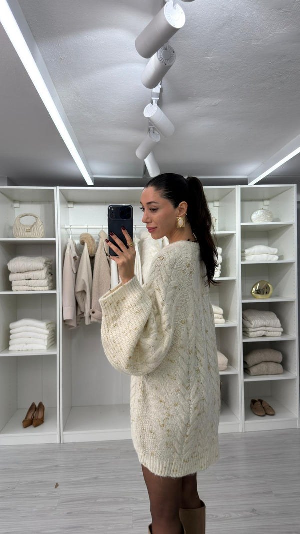 EKRU OVERSIZE SİMLİ KAZAK