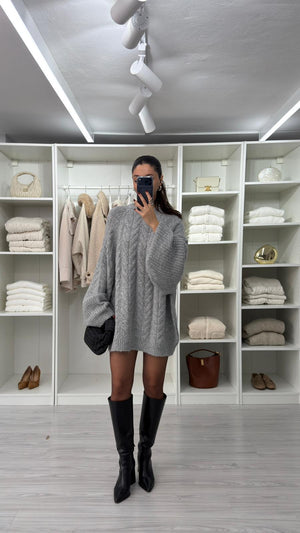 GRİ OVERSIZE SİMLİ KAZAK