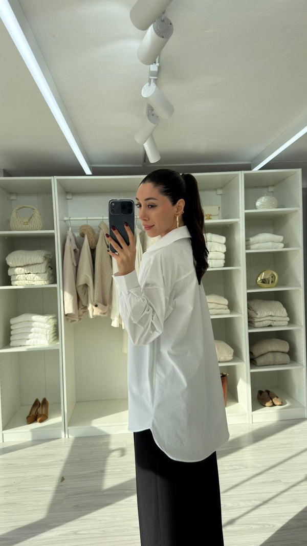 BEYAZ ASTRE OVERSIZE POPLİN GÖMLEK