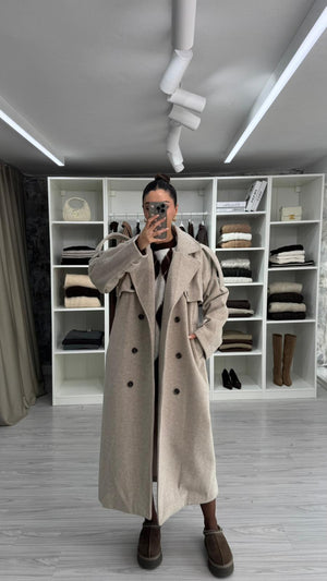 TAŞ NORA DÜĞMELİ OVERSIZE KABAN