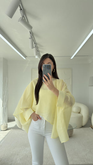 SARI ELİSE PELERİN ŞİFON BLUZ