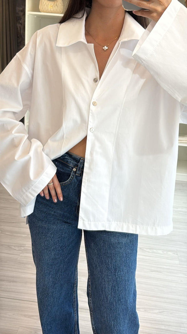 BEYAZ OVERSIZE POPLİN GÖMLEK