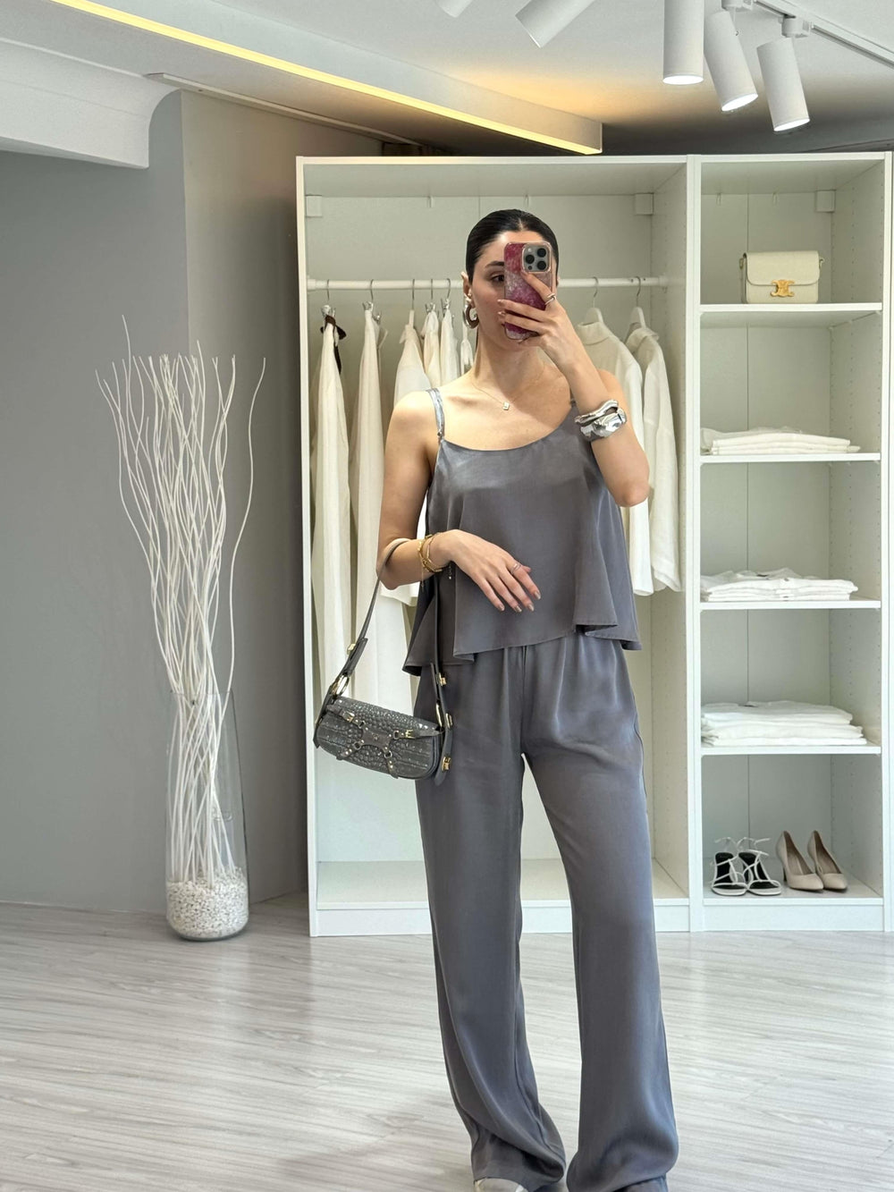 GRİ PREMİUM SATEN DOKULU TAKIM