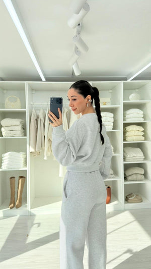 GRİ ALO ŞARDONLU SWEAT TAKIM