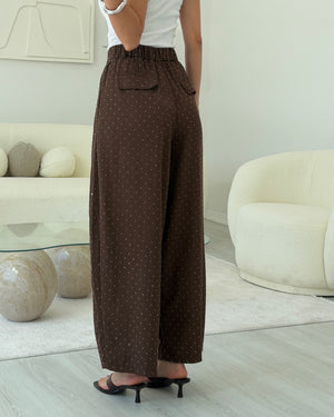 KAHVERENGİ BAGGY TAŞLI PANTOLON