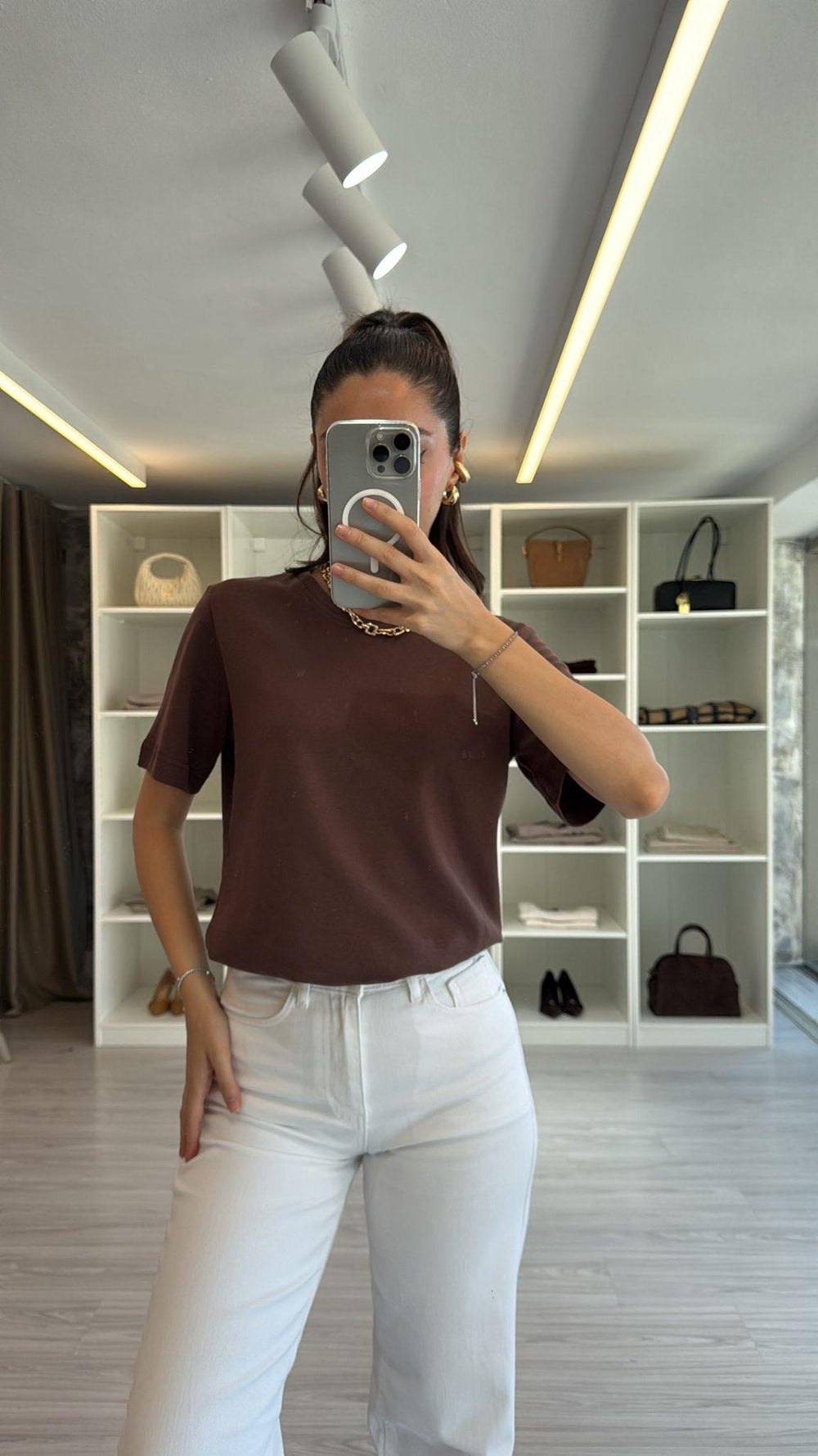 KAHVERENGİ TOK KUMAŞ BASIC TİŞÖRT